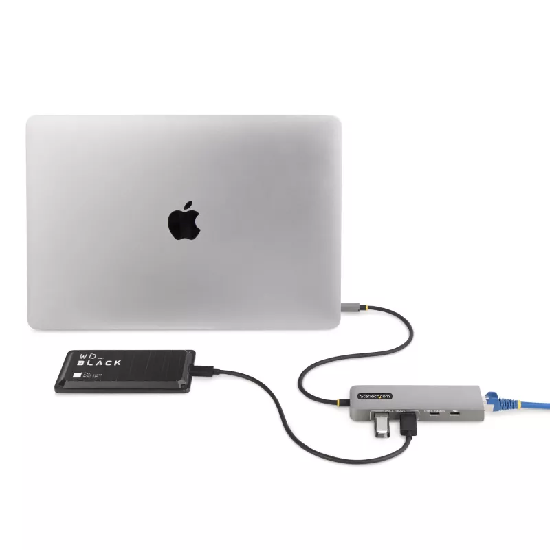 StarTech.com 3 prievadų USB-C šakotuvas su 2,5 Gbps eternetu ir 100 W maitinimo perdavimo prievadu, USB 3.2 10 Gbps, 2x USB-A / 1x USB-C, nešiojamasis USB Type-C adapterio šakotuvas