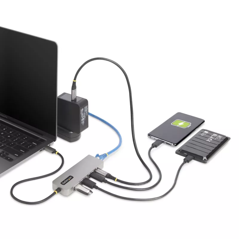 StarTech.com 3 prievadų USB-C šakotuvas su 2,5 Gbps eternetu ir 100 W maitinimo perdavimo prievadu, USB 3.2 10 Gbps, 2x USB-A / 1x USB-C, nešiojamasis USB Type-C adapterio šakotuvas