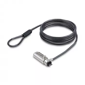 StarTech.com plonas Lock K-Slot suderinamas, 1,5 m užrakinimo kabelis, stalo apsaugos nuo vagystės sistema nešiojamiesiems kompiuteriams, atsparus perpjovimui plieninis kabelis, kombinacinė spyna