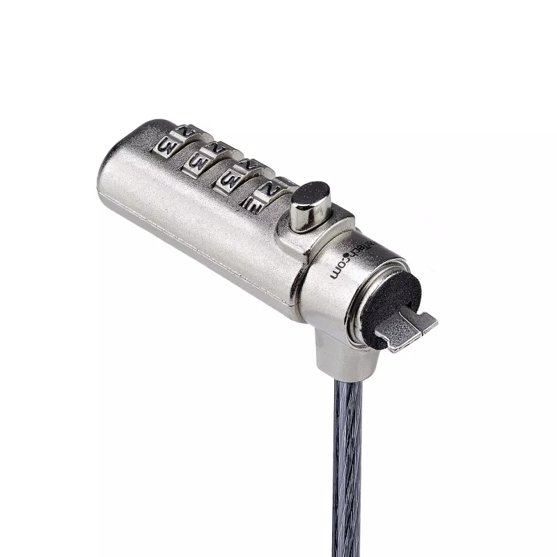 StarTech.com plonas Lock K-Slot suderinamas, 1,5 m užrakinimo kabelis, stalo apsaugos nuo vagystės sistema nešiojamiesiems kompiuteriams, atsparus perpjovimui plieninis kabelis, kombinacinė spyna