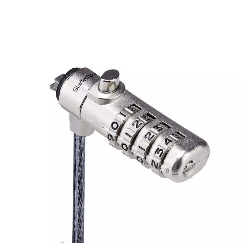 StarTech.com plonas Lock K-Slot suderinamas, 1,5 m užrakinimo kabelis, stalo apsaugos nuo vagystės sistema nešiojamiesiems kompiuteriams, atsparus perpjovimui plieninis kabelis, kombinacinė spyna