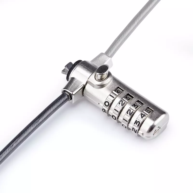 StarTech.com plonas Lock K-Slot suderinamas, 1,5 m užrakinimo kabelis, stalo apsaugos nuo vagystės sistema nešiojamiesiems kompiuteriams, atsparus perpjovimui plieninis kabelis, kombinacinė spyna