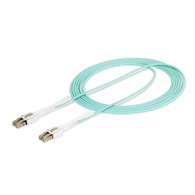 StarTech.com 3 m (9,8 pėd.) LC į LC (UPC) OM4 daugiamodis šviesolaidinis kabelis su stūmimo-traukimo skirtukais, 50/125 µm, 100G, nejautrus lenkimui, maži įterpimo nuostoliai – LSZH šviesolaidinis jungiamasis laidas
