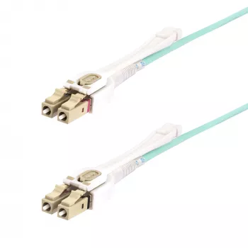StarTech.com 8 m (26,2 pėd.) LC į LC (UPC) OM4 daugiamodis šviesolaidinis kabelis su stūmimo-traukimo skirtukais, 50/125 µm, 100G, nejautrus lenkimui, mažas įterpimo nuostolis – LSZH šviesolaidinis džemperinis kabelis