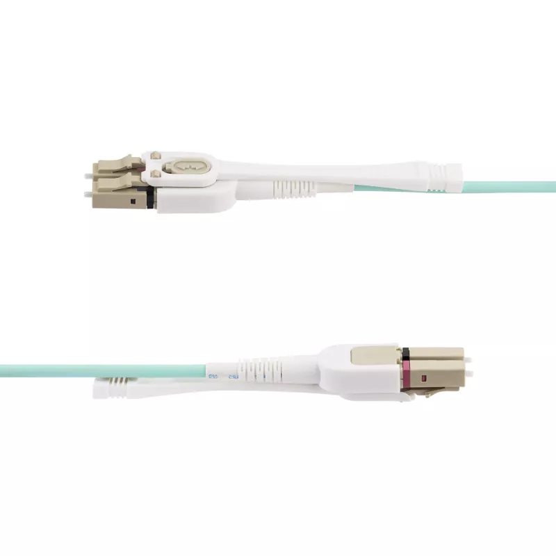 StarTech.com 8 m (26,2 pėd.) LC į LC (UPC) OM4 daugiamodis šviesolaidinis kabelis su stūmimo-traukimo skirtukais, 50/125 µm, 100G, nejautrus lenkimui, mažas įterpimo nuostolis – LSZH šviesolaidinis džemperinis kabelis