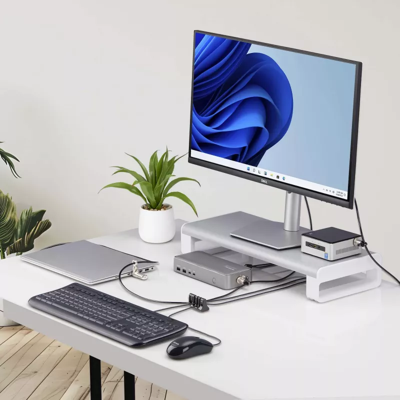 StarTech.com Periferinių įrenginių kabelių inkarinis užraktas, skirtas apsaugoti klaviatūrą/pelę, kabelių užraktas bendro naudojimo biuro/viešųjų kompiuterių, kabelių gaudyklė suderinama su nešiojamojo kompiuterio apsaugos kabeliu/pakabinama spyna – TAA
