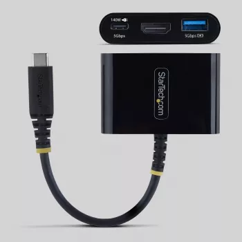 StarTech.com USB-C į HDMI daugiafunkcis adapteris su 140 W PD įkrovimu, 4K 60Hz HDMI, USB 5Gbps šakotuvas, mini dokas, skirtas MacBook / Dell / Thinkpad / HP / iPad / planšetiniams kompiuteriams