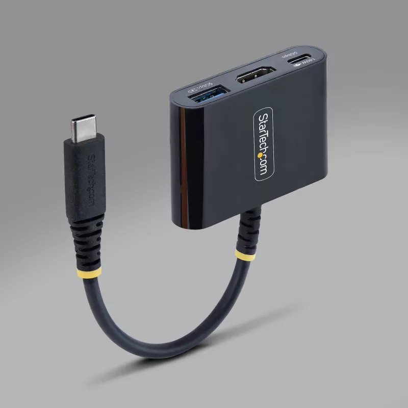 StarTech.com USB-C į HDMI daugiafunkcis adapteris su 140 W PD įkrovimu, 4K 60Hz HDMI, USB 5Gbps šakotuvas, mini dokas, skirtas MacBook / Dell / Thinkpad / HP / iPad / planšetiniams kompiuteriams