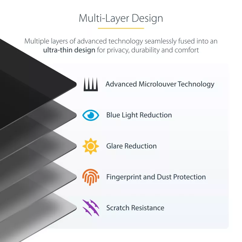 StarTech.com 23,8 col. 16:9 kompiuterio monitoriaus privatumo ekranas, pakabinamas akrilo filtras, greitai montuojama apsauginė priemonė, monitoriaus ekrano apsauga, +/- 30° matymo kampas, blizgus