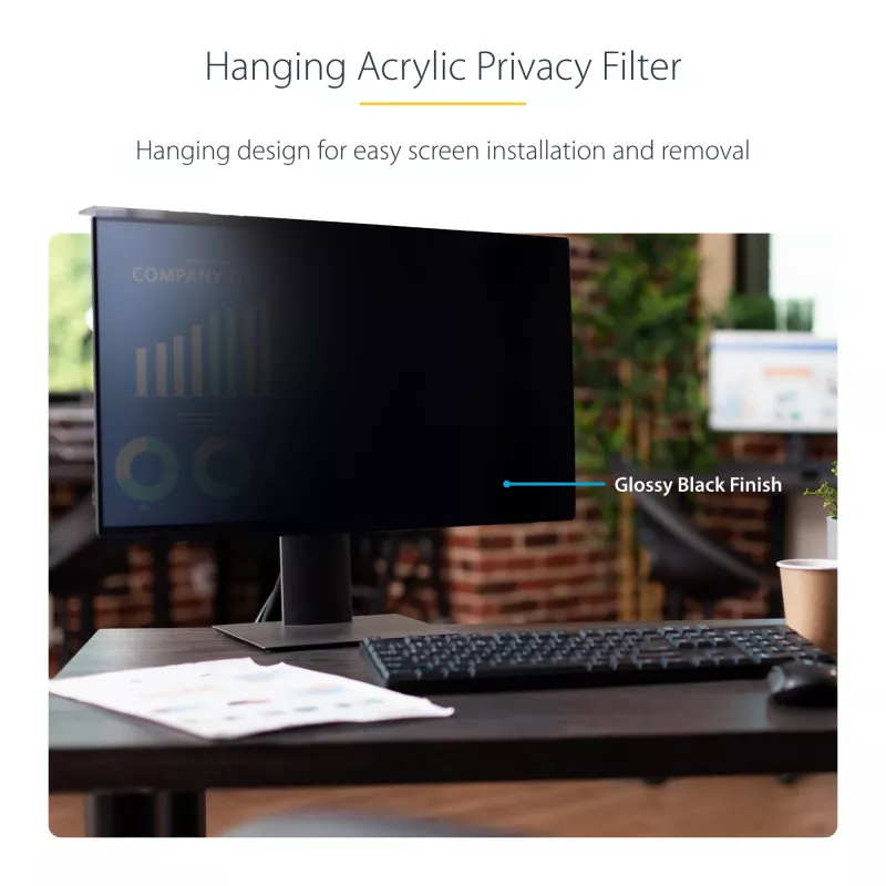 StarTech.com 24 colių 16:9 kompiuterio monitoriaus privatumo ekranas, kabinamas akrilinis filtras, greitai montuojamas apsauginis skydas, monitoriaus ekrano apsauga, +/- 30° matymo kampas, blizgus