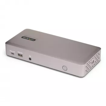 „StarTech.com“ trijų monitorių USB4 prijungimo stotelė, 4K 60Hz HDMI arba DisplayPort, 100W nešiojamojo kompiuterio įkrovimas, 2,5GbE, USB-C kelių monitorių dokas, nereikalaujanti tvarkyklių