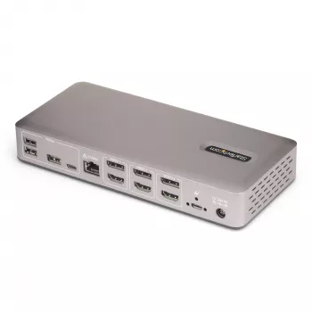 „StarTech.com“ trijų monitorių USB4 prijungimo stotelė, 4K 60Hz HDMI arba DisplayPort, 100W nešiojamojo kompiuterio įkrovimas, 2,5GbE, USB-C kelių monitorių dokas, nereikalaujanti tvarkyklių