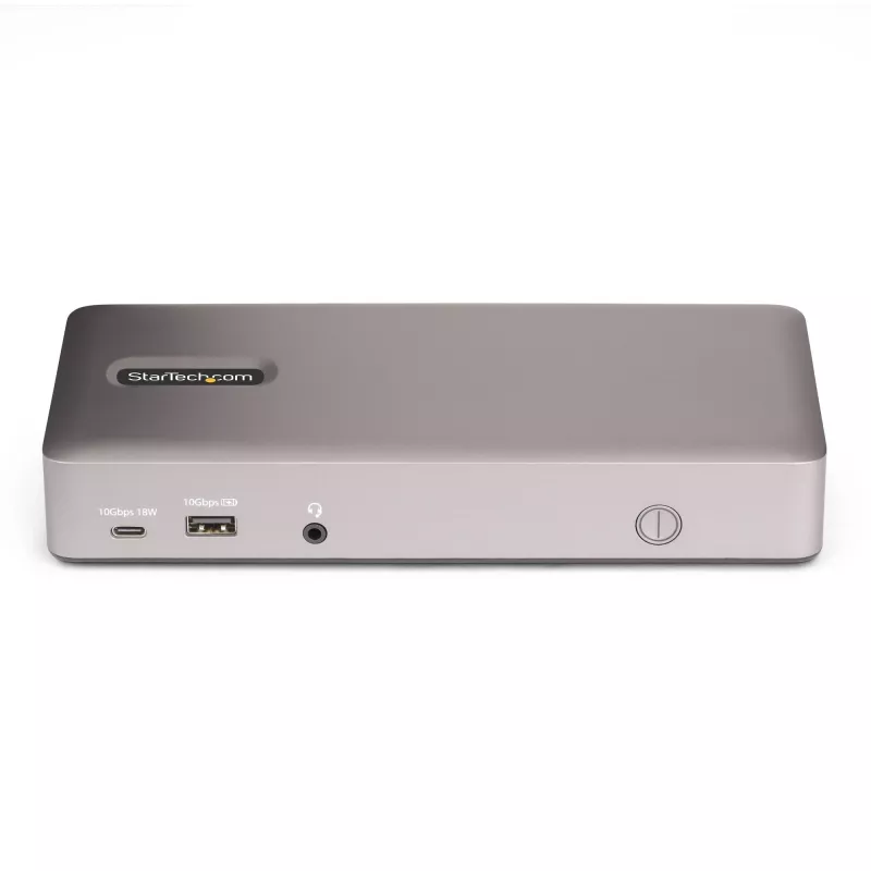„StarTech.com“ trijų monitorių USB4 prijungimo stotelė, 4K 60Hz HDMI arba DisplayPort, 100W nešiojamojo kompiuterio įkrovimas, 2,5GbE, USB-C kelių monitorių dokas, nereikalaujanti tvarkyklių