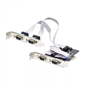 “StarTech.com” 4 prievadų nuoseklioji PCIe kortelė, keturių prievadų PCI Express į RS232/RS422/RS485 (DB9) nuoseklioji kortelė, komplekte žemo profilio laikiklis, 16C1050 UART, Windows/Linux, atitinka TAA – 4 lygio ESD apsauga