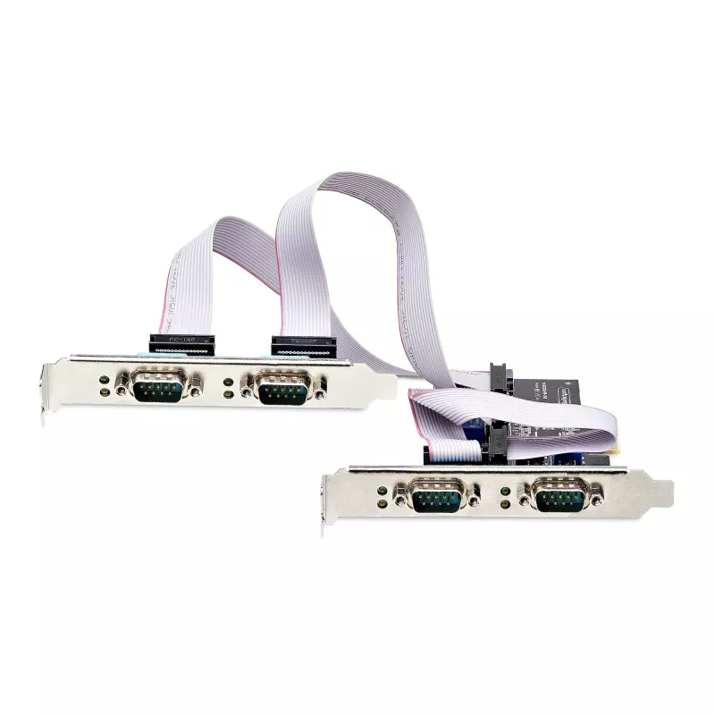 “StarTech.com” 4 prievadų nuoseklioji PCIe kortelė, keturių prievadų PCI Express į RS232/RS422/RS485 (DB9) nuoseklioji kortelė, komplekte žemo profilio laikiklis, 16C1050 UART, Windows/Linux, atitinka TAA – 4 lygio ESD apsauga