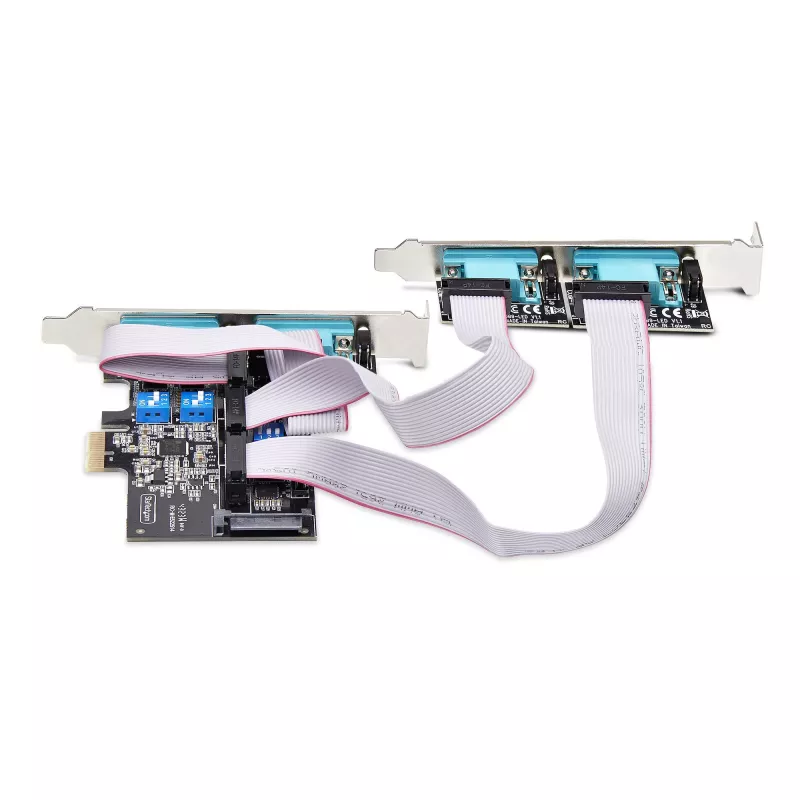 “StarTech.com” 4 prievadų nuoseklioji PCIe kortelė, keturių prievadų PCI Express į RS232/RS422/RS485 (DB9) nuoseklioji kortelė, komplekte žemo profilio laikiklis, 16C1050 UART, Windows/Linux, atitinka TAA – 4 lygio ESD apsauga