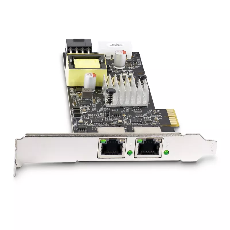 StarTech.com 2 prievadų 2,5 Gbps NBASE-T PoE tinklo plokštė, du Intel I225-V, 802.3af/at PoE+ kelių gigabitų NIC, PCI Express serverio LAN plokštė, LP4/8 kontaktų maitinama per PCIe