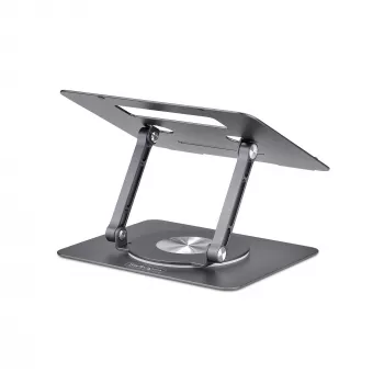 StarTech.com Sukamas nešiojamojo kompiuterio stovas, 360° pasukamas, ergonominis staltiesės kėliklis kompiuteriui, pakeliamas dėklas su reguliuojamu pasvirimu, maks. 11 svarų/5 kg, aliuminio konstrukcija, nešiojamas dizainas