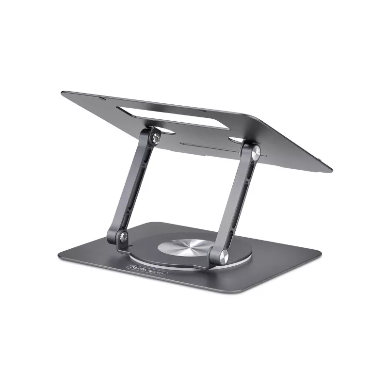 StarTech.com Sukamas nešiojamojo kompiuterio stovas, 360° pasukamas, ergonominis staltiesės kėliklis kompiuteriui, pakeliamas dėklas su reguliuojamu pasvirimu, maks. 11 svarų/5 kg, aliuminio konstrukcija, nešiojamas dizainas