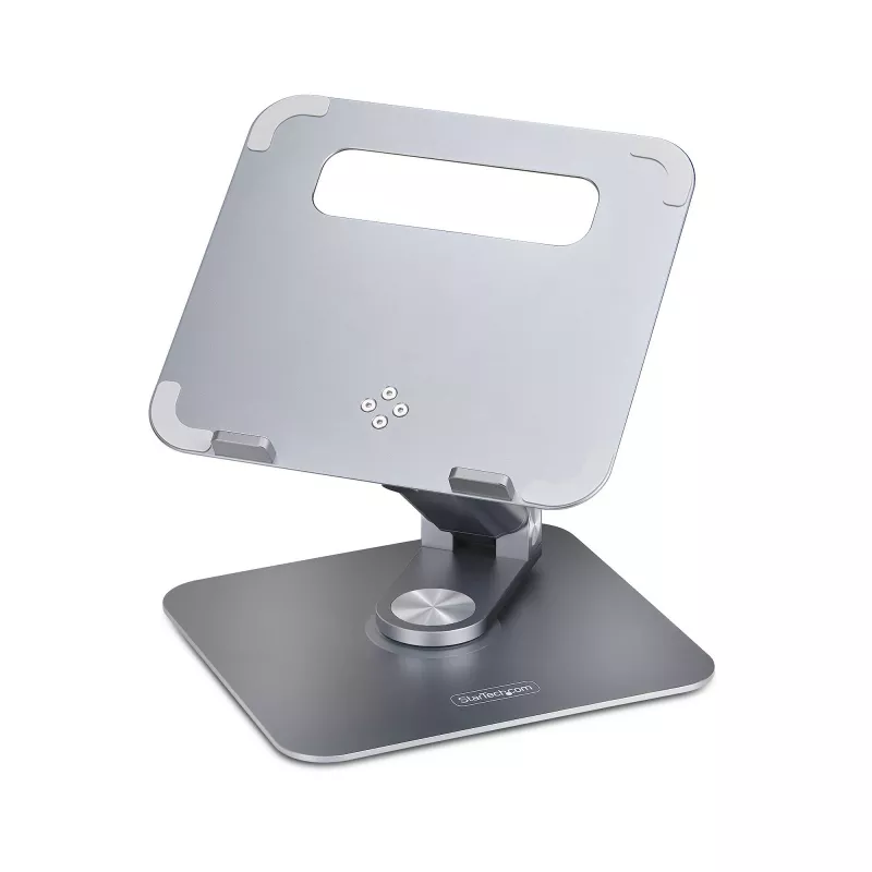 StarTech.com Teleskopinis nešiojamojo kompiuterio stovas, 360° pasukamas pagrindas, besisukantis kompiuterio stovas stalui, reguliuojamas aukštis ir pasvirimas, maks. 11 svarų/5 kg, aliuminio konstrukcija, nešiojama konstrukcija