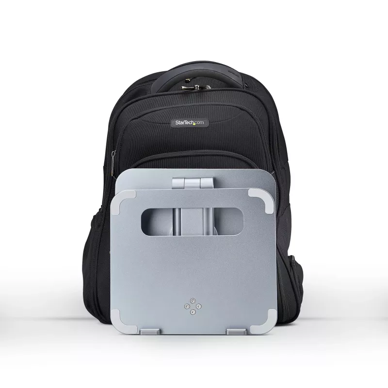 StarTech.com Teleskopinis nešiojamojo kompiuterio stovas, 360° pasukamas pagrindas, besisukantis kompiuterio stovas stalui, reguliuojamas aukštis ir pasvirimas, maks. 11 svarų/5 kg, aliuminio konstrukcija, nešiojama konstrukcija