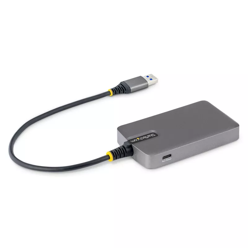 StarTech.com 4 prievadų USB-A šakotuvas, 5 Gbps, maitinamas per magistralę, USB-A į 4x USB-A šakotuvas su USB-C pagalbiniu maitinimo įvadu, 1 pėdos / 30 cm prieglobos kabelis, nešiojamasis staliniam / nešiojamam kompiuteriui skirtas USB šakotuvas
