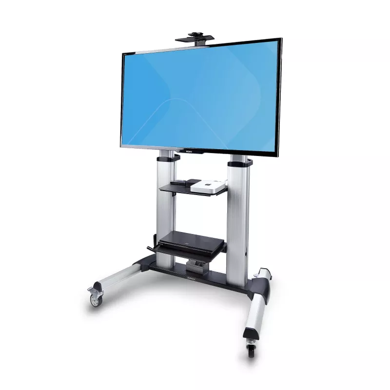 „StarTech.com“ TV stovas ant ratukų / stovas ant ratukų 60–100 colių plokščiaekraniams įrenginiams iki 100 kg, aukščio reguliavimas rankenėle, mobilus / nešiojamas vežimėlio laikiklis