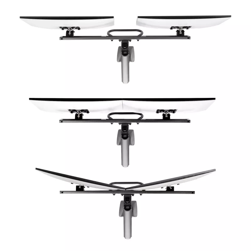 StarTech.com stalinis dvigubas monitoriaus laikiklis su skersiniu, iki 27 colių ekranams, VESA 75x75/100x100, maks. 15 kg, C formos spaustuvas, visiškai lankstus, mechaninė spyruoklė, TAA
