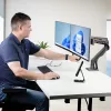 StarTech.com stalinis dvigubas monitoriaus laikiklis su skersiniu, iki 27 colių ekranams, VESA 75x75/100x100, maks. 15 kg, C formos spaustuvas, visiškai lankstus, mechaninė spyruoklė, TAA