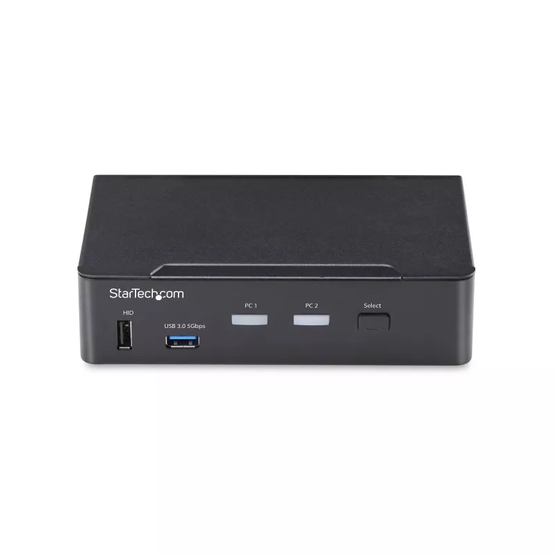 StarTech.com 2 prievadų DisplayPort KVM jungiklis, 4K 60Hz, DP 1.2, EDID valdymas, 2 prievadų USB 3.0 šakotuvas, 4x USB HID prievadai, TAA atitikimas