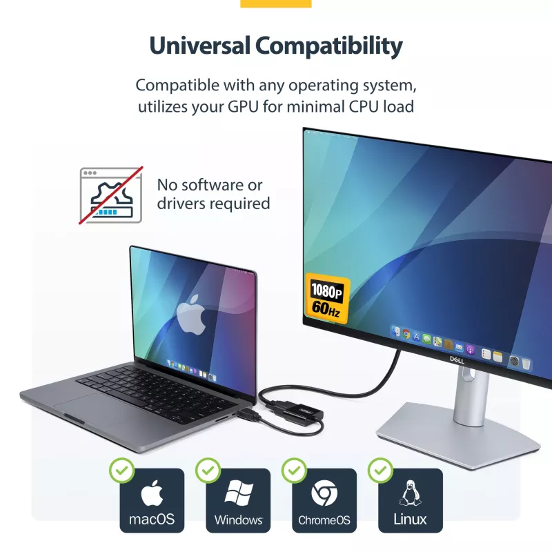 StarTech.com HDMI į VGA adapteris, aktyvus vaizdo keitiklis nešiojamiesiems / stacionariesiems kompiuteriams, 1920 × 1080 (1080p), HDMI šaltinis į VGA monitorių / ekraną / projektorių