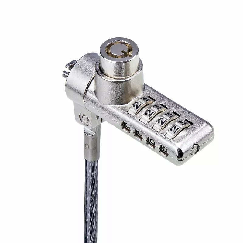 StarTech.com 10-Pack Dual-Access Laptop Lock, 6.5ft (2m) Keyed Alike and Combination Security kabelis Lock for K-Slot Devices, Computer Anti-Theft Steel kabelis