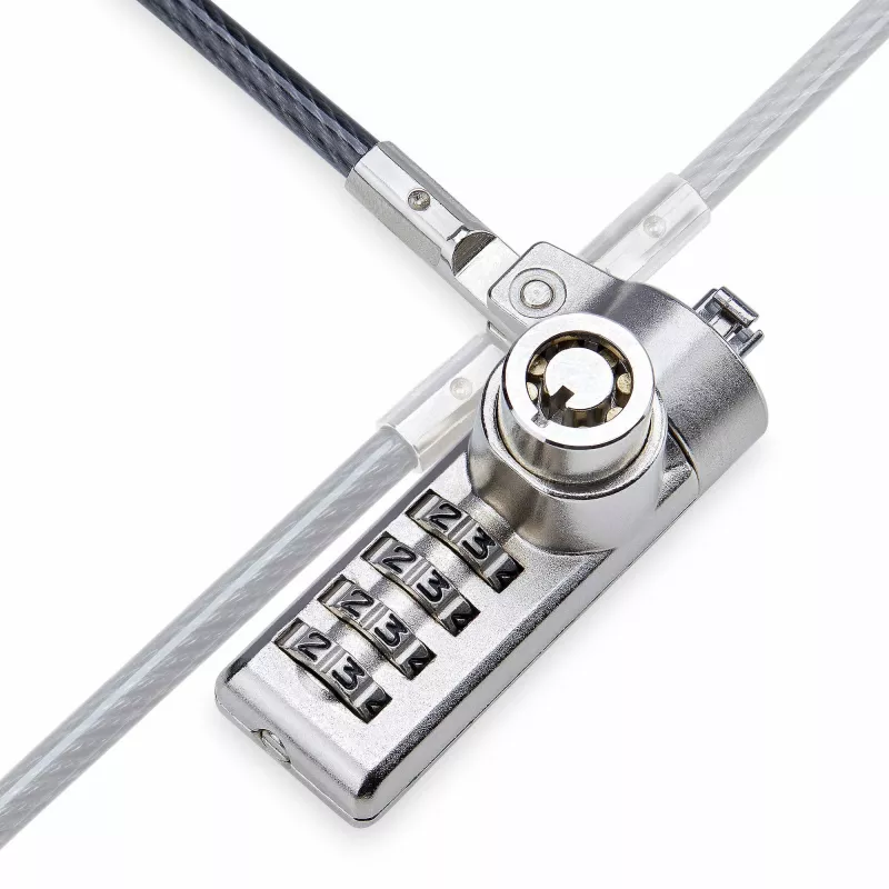 StarTech.com 10-Pack Dual-Access Laptop Lock, 6.5ft (2m) Keyed Alike and Combination Security kabelis Lock for K-Slot Devices, Computer Anti-Theft Steel kabelis