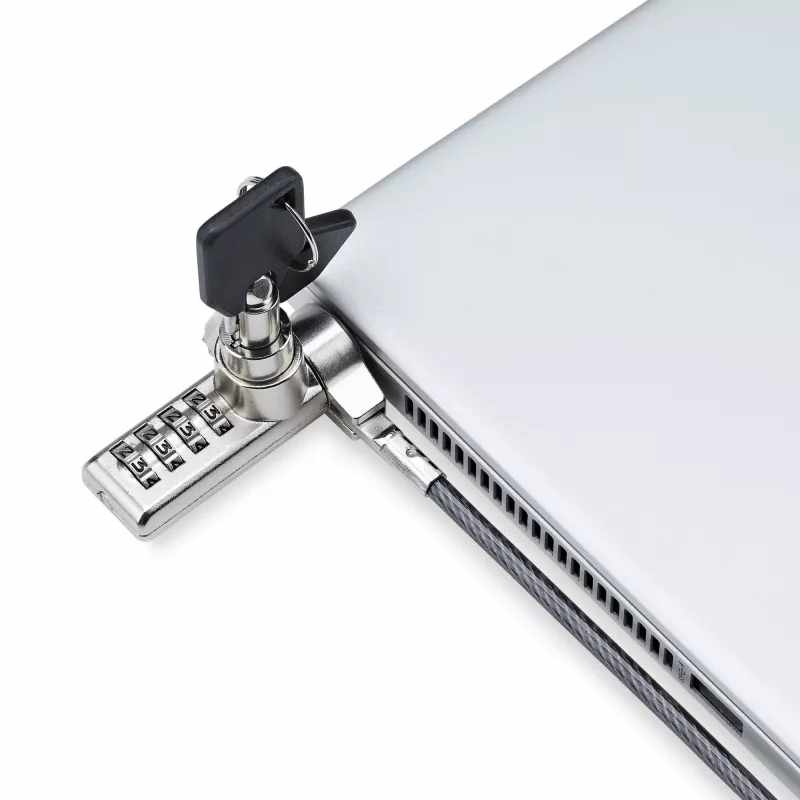 StarTech.com 10-Pack Dual-Access Laptop Lock, 6.5ft (2m) Keyed Alike and Combination Security kabelis Lock for K-Slot Devices, Computer Anti-Theft Steel kabelis