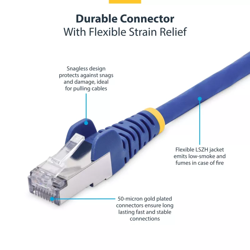 StarTech.com 3m Mėlynas CAT8 Ethernet kabelis, Besąsparūs RJ45, 25G/40G, 2000MHz, 100W PoE++, S/FTP, 26AWG gryno vario viela, LSZH, ekranuotas tinklo komutacinis kabelis su įtempimų mažinimo elementais, individualiai testuotas