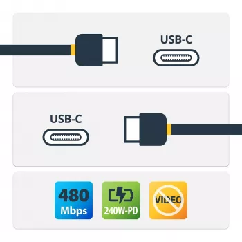 StarTech.com 4m USB-C įkrovimo kabelis, USB-IF sertifikuotas USB C kabelis, 240W PD EPR, USB 2.0 Type-C nešiojamojo kompiuterio įkroviklio laidas, USB-C duomenų perdavimo kabelis, TPE apvalkalas, M/M