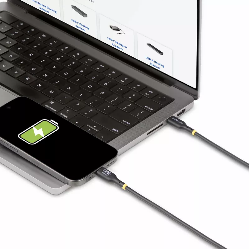 StarTech.com 4m USB-C įkrovimo kabelis, USB-IF sertifikuotas USB C kabelis, 240W PD EPR, USB 2.0 Type-C nešiojamojo kompiuterio įkroviklio laidas, USB-C duomenų perdavimo kabelis, TPE apvalkalas, M/M