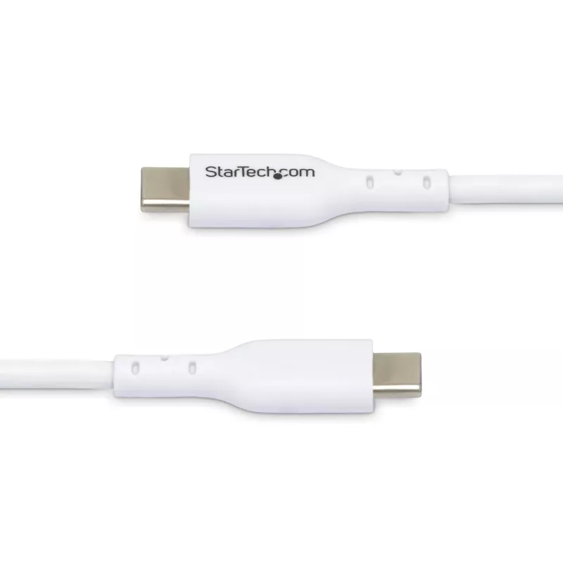 “StarTech.com” 3 m (9,8 pėd.) baltas USB-C įkrovimo kabelis, USB C laidas, USB 2.0 C tipo nešiojamojo kompiuterio įkroviklio laidas, 60 W 3 A maitinimo tiekimas, TPE apvalkalas, USB-C duomenų perdavimo laidas, M/M