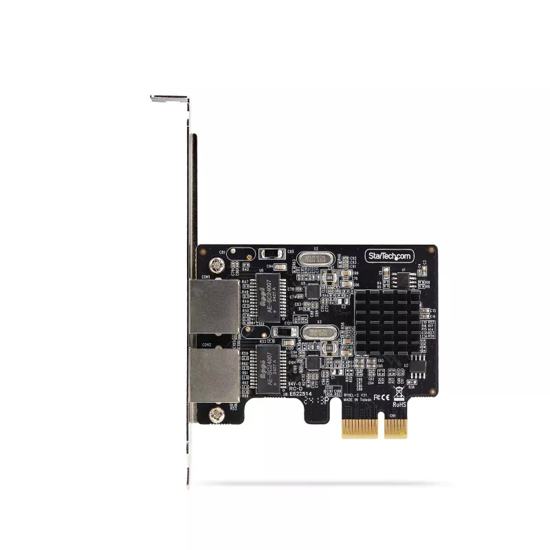 StarTech.com 2 prievadų gigabitinė PCIe tinklo adapterio kortelė, 10/100/1000 Mbit/s PCI Express NIC, dvigubas Realtek RTL8111H, veikia su Windows ir Linux, atitinka TAA