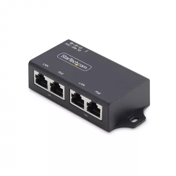 StarTech.com 2 prievadų gigabitinio vidutinio nuotolio PoE+ injektorius, 10/100/1000 Mbit/s, PoE+ (802.3af/at), 30 W, 1 Gbps Ethernet, montuojamas ant sienos, nevaldomas linijoje esantis maitinimas per Ethernet