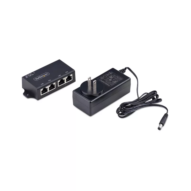 StarTech.com 2 prievadų gigabitinio vidutinio nuotolio PoE+ injektorius, 10/100/1000 Mbit/s, PoE+ (802.3af/at), 30 W, 1 Gbps Ethernet, montuojamas ant sienos, nevaldomas linijoje esantis maitinimas per Ethernet
