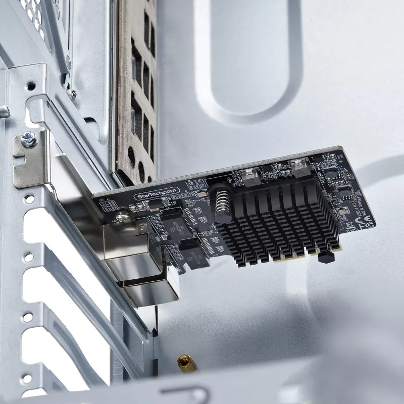 StarTech.com 2 prievadų 5G Gigabit PCIe tinklo adapterio kortelė, 5G/2.5G/1G/100M/10M PCI Express LAN kortelė, Realtek RTL8126, Windows ir Linux, TAA reikalavimus atitinkanti