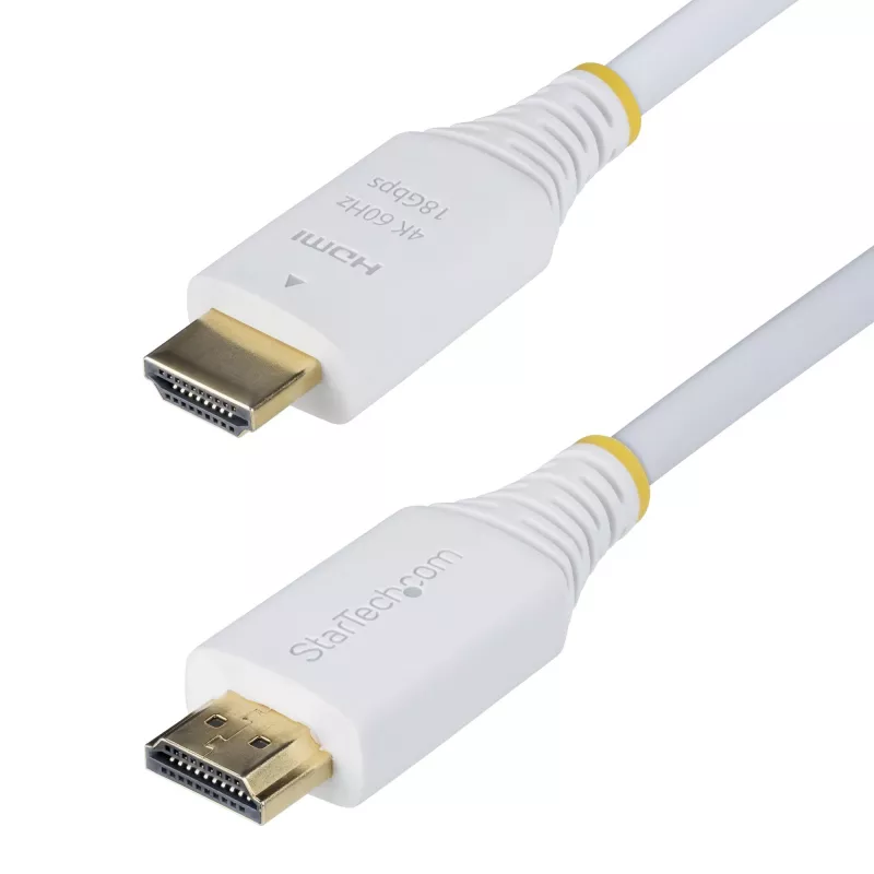 StarTech.com 10 pėdų (3 m) Premium sertifikuotas didelės spartos HDMI laidas, 4K 60 Hz/1440p 144 Hz, HDR10/HDCP 2.2/ARC, 18 Gbps, UHD HDMI 2.0 laidas televizoriui/monitoriui/ekranui, TPE apvalkalas, baltas