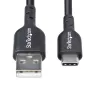 StarTech.com 2 m USB-A – USB-C įkrovimo kabelis, 3 A, USB 2.0, TPE apvalkalas – juodas USB įkrovimo laidas