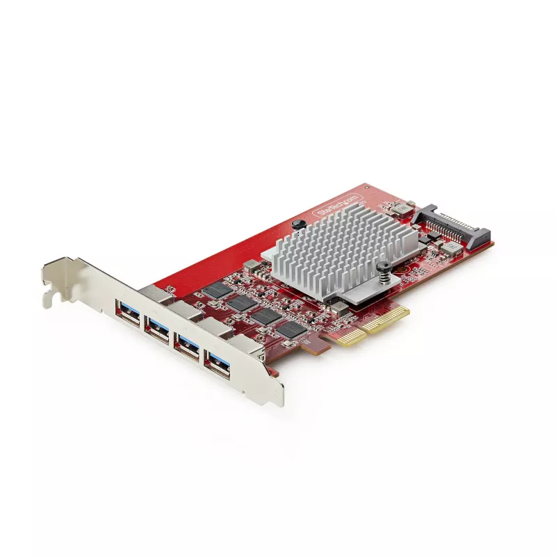StarTech.com 4 prievadų USB-A PCIe kortelė, USB 3.2 10 Gbps, PCI Express 3.0 plėtros kortelė, 4 nepriklausomi USB valdikliai, Windows/Linux/macOS, TAA atitinkanti
