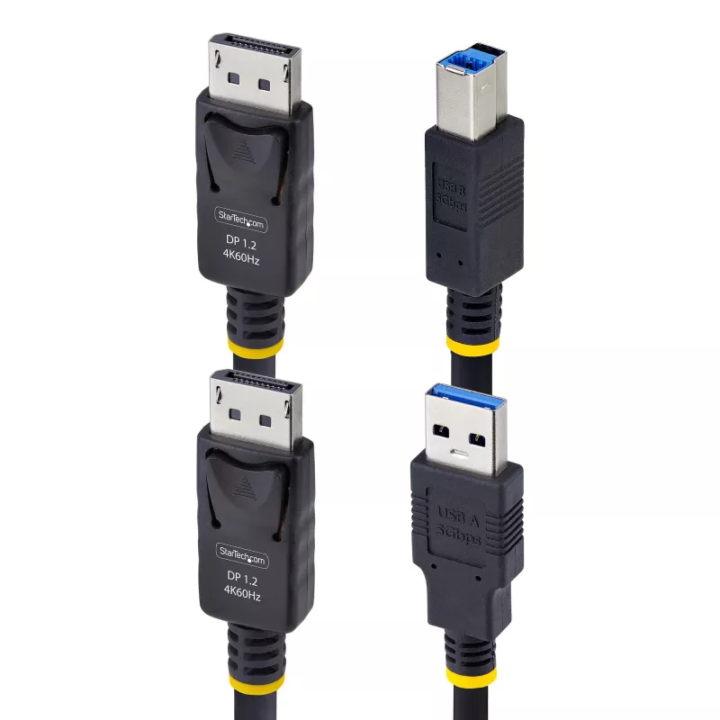 StarTech.com 10 pėdų (3 m) DisplayPort ir USB 5 Gbps KVM laidas, 4K 60 Hz, universaliai suderinamas DP 1.2/USB 3.0 kombinuotas laidas KVM komutatoriams