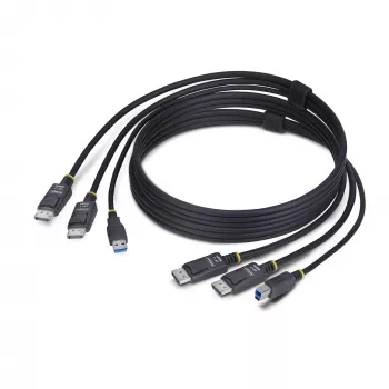 StarTech.com 1,8 m dviejų DisplayPort ir USB 5 Gbps KVM laidas, 4K 60Hz, universaliai suderinamas DP 1.2/USB 3.0 kombinuotasis laidas dviejų monitorių KVM komutatoriams