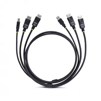 StarTech.com 1,8 m dviejų DisplayPort ir USB 5 Gbps KVM laidas, 4K 60Hz, universaliai suderinamas DP 1.2/USB 3.0 kombinuotasis laidas dviejų monitorių KVM komutatoriams