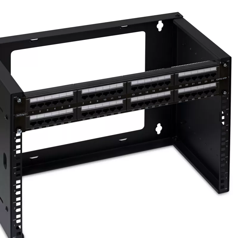 StarTech.com 48 prievadų 2U ant stovo montuojamas Cat6 pataisų skydas, RJ45, UTP, 110 tipo įspaudimas, Cat 6 eterneto pataisų skydas tinklo serverių stovui