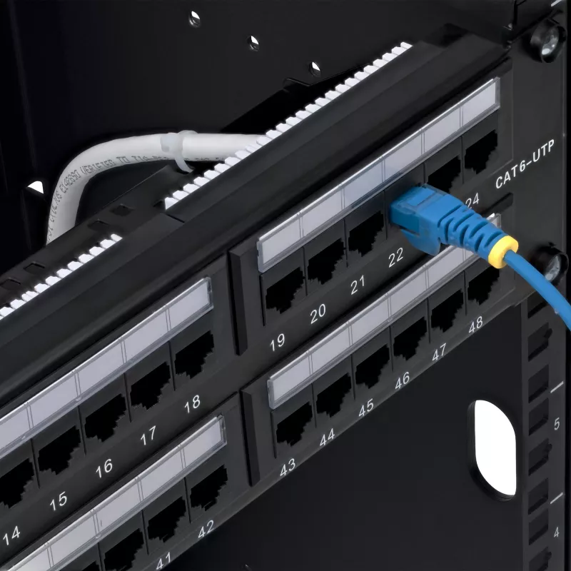 StarTech.com 48 prievadų 2U ant stovo montuojamas Cat6 pataisų skydas, RJ45, UTP, 110 tipo įspaudimas, Cat 6 eterneto pataisų skydas tinklo serverių stovui